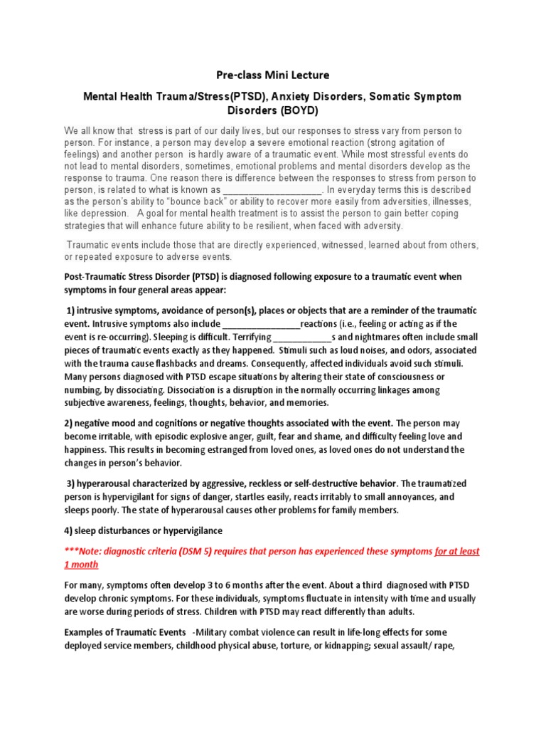 Understanding PTSD and Anxiety Disorders | PDF | Anxiety Disorder ...