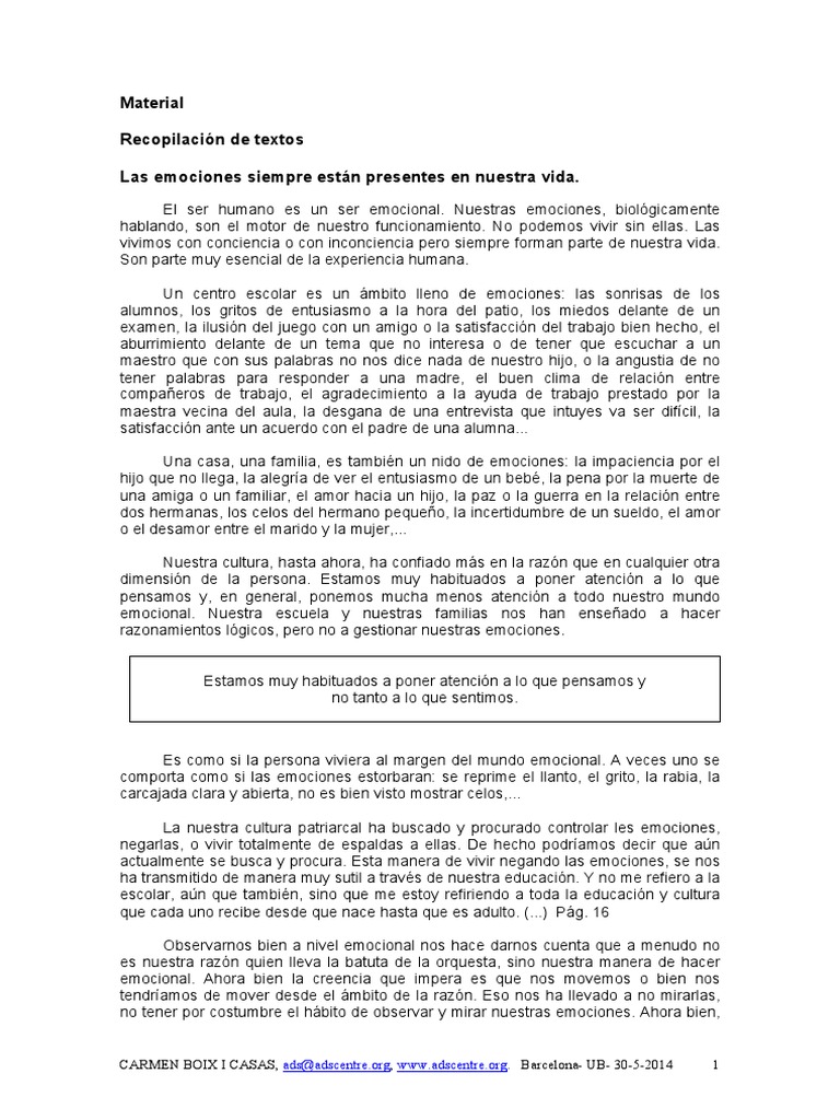 La importancia de las emociones en la vida cotidiana | PDF | Las ...