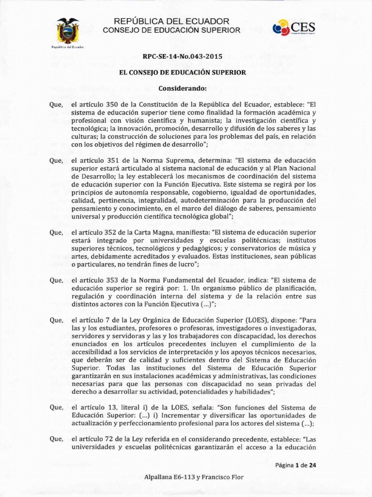 Reglamento de Educación Superior en Línea | PDF | Maestros | Educación ...