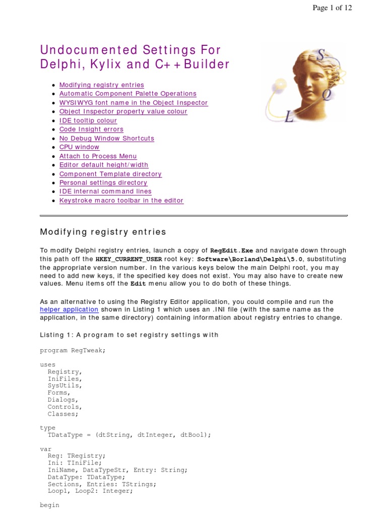 Kylix Registry Settings Guide | PDF | Windows Registry | Source Code