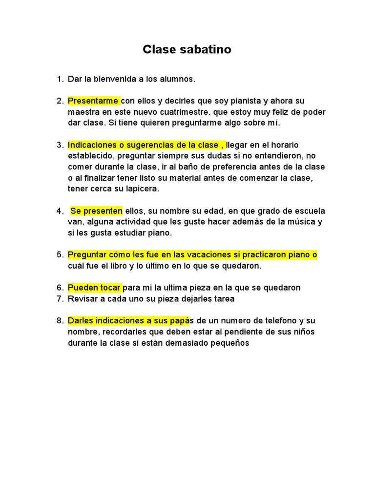 Planeación de Clase de Piano | PDF