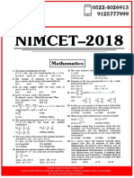 NIMCET-2018: Mathematics