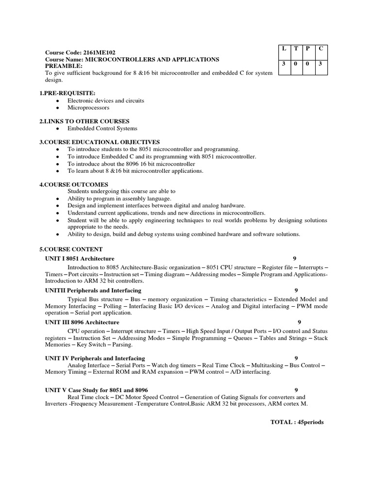 Microcontrollers and Applications | PDF | Central Processing Unit ...