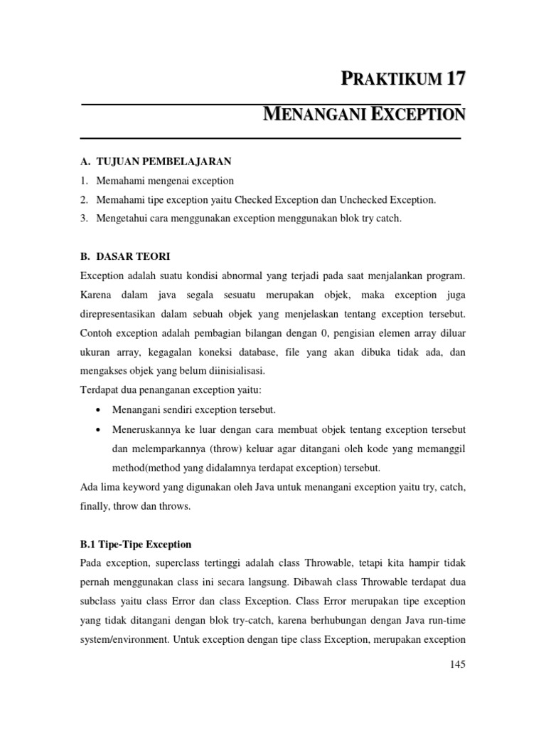 Memahami Exception dalam Java | PDF | Metode & Bahan Ajar | Komputer