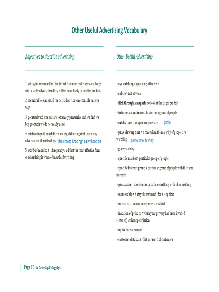 Adjectives To Describe Advertising Other Useful Advertising Download