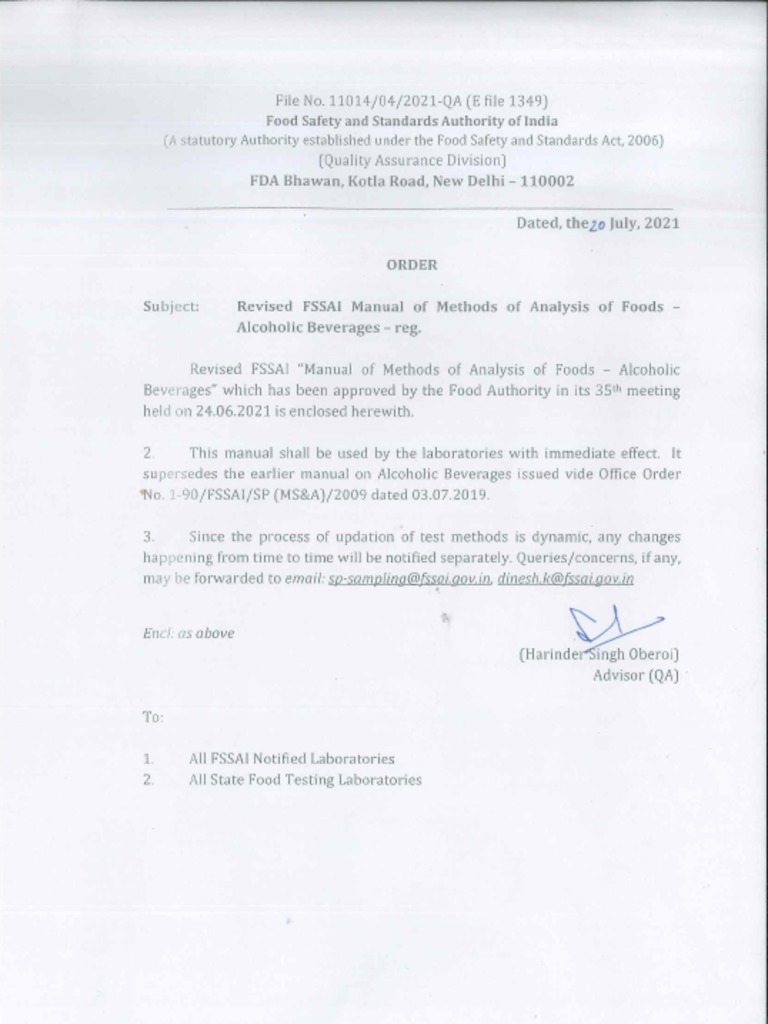 Order Manual Analysis Alcoholic Beverages 20 07 2021 PDF Whisky