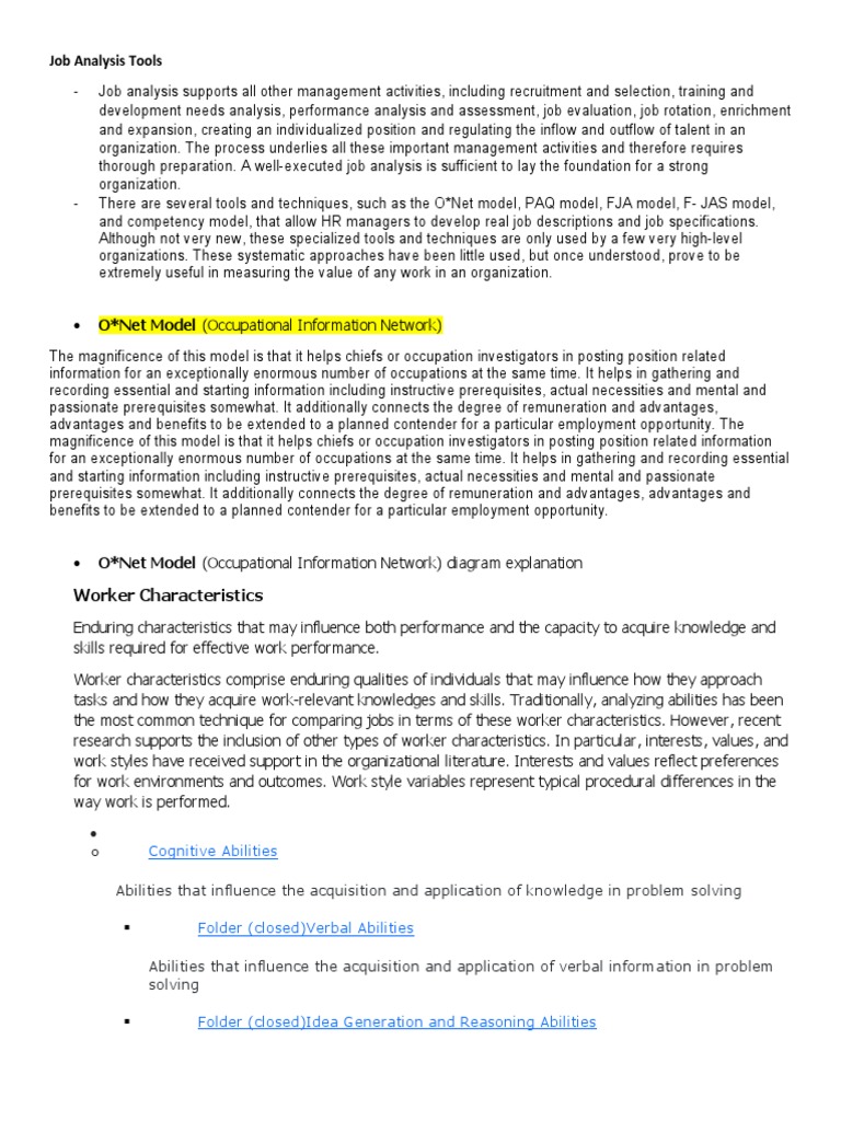 Job Analysis Tools PDF Competence (Human Resources) Employment
