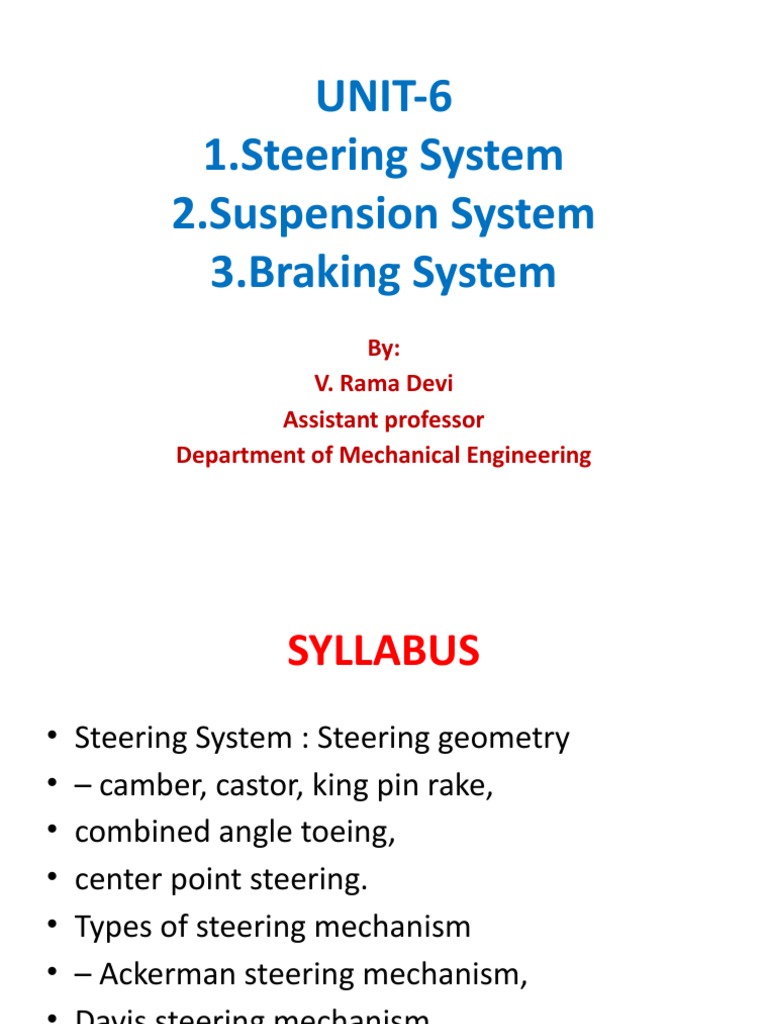 Steering, Suspension, and Braking Systems | PDF | Steering | Brake