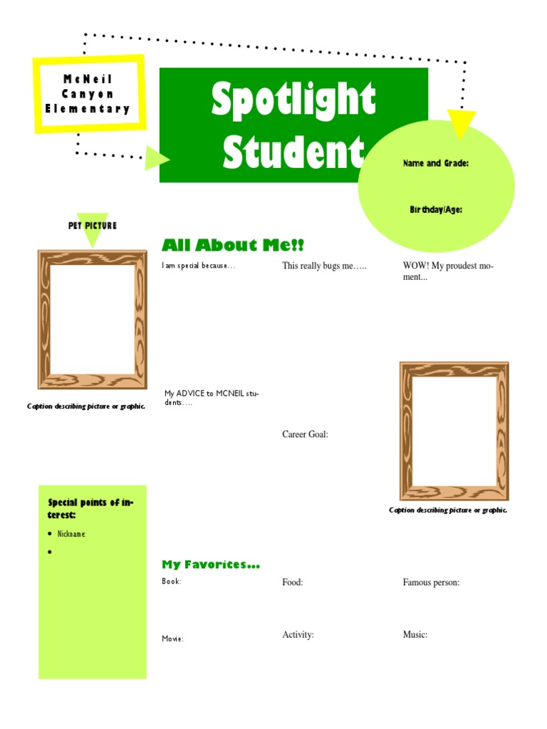 Student Spotlight Template | PDF