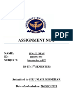 Assignment No.1: Name: ID: Subject