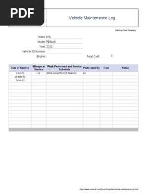 Vehicle Maintenance Log