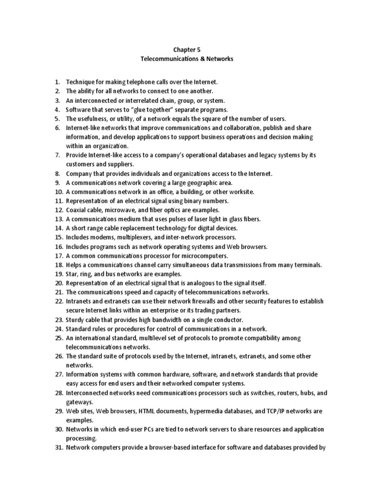 Chapter 5 Telecommunications | PDF | Computer Network | Telecommunication