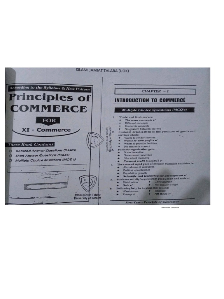 Principles of Commerce Ned-Ku Past Papers | PDF