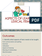 ASPECTS OF LEARNING: IDENTIFYING KEY LEXICAL ITEMS