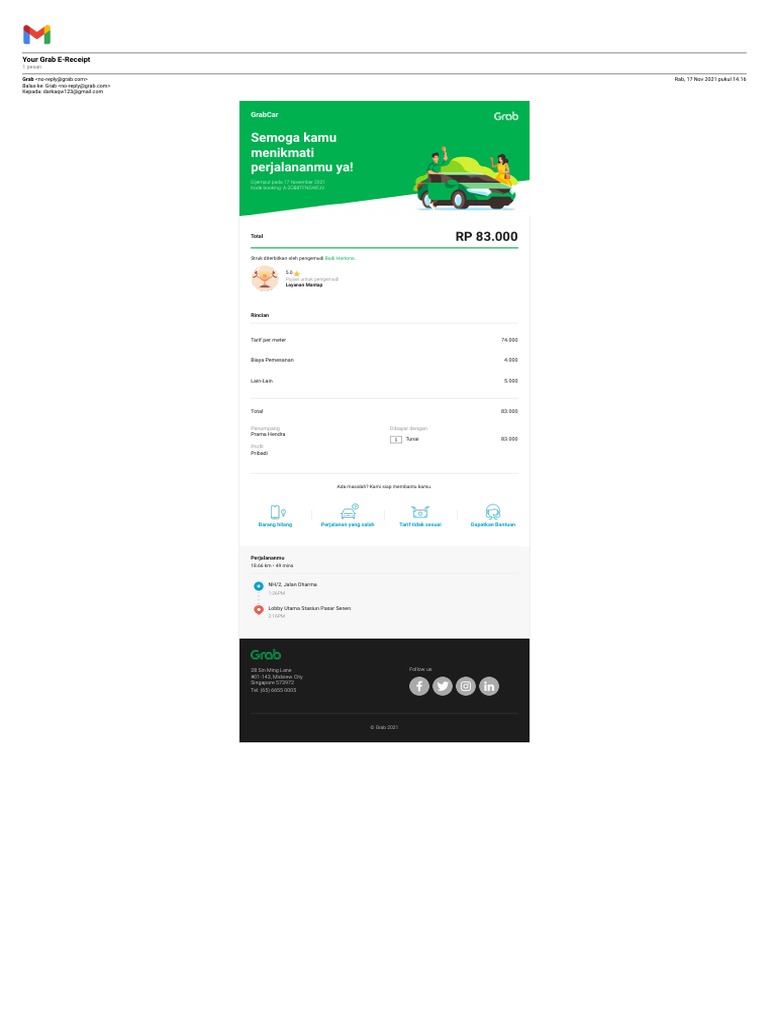 Gmail - Your Grab E-Receipt | PDF