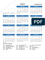 2022 Calendar Two Tone Blue With Holidays Portrait en BD