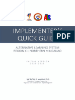 Implementer'S Quick Guide: Alternative Learning System Region X - Northern Mindanao