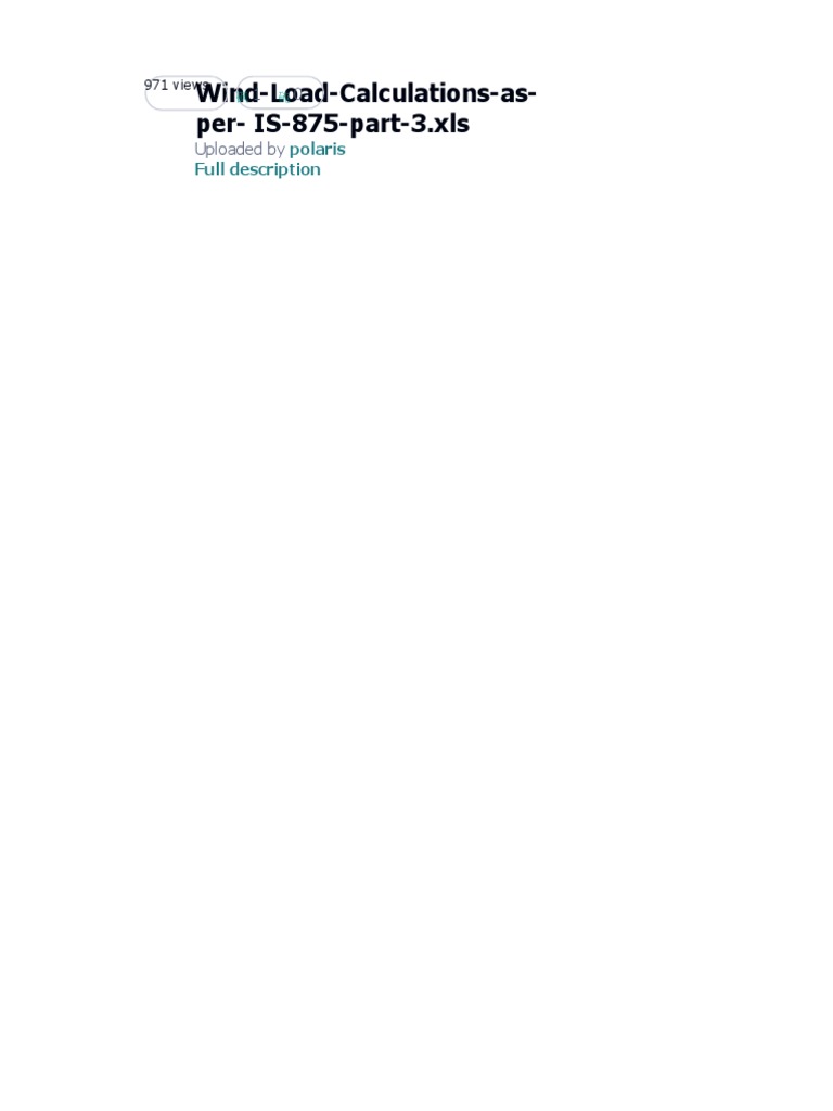 Wind Load Calculations per IS 875 | PDF | Structural Engineering ...