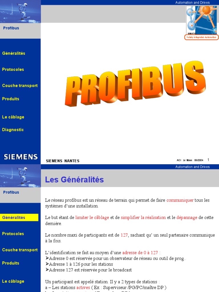 Câblage et Protocoles Profibus Siemens | PDF | Connectique | Réseau ...