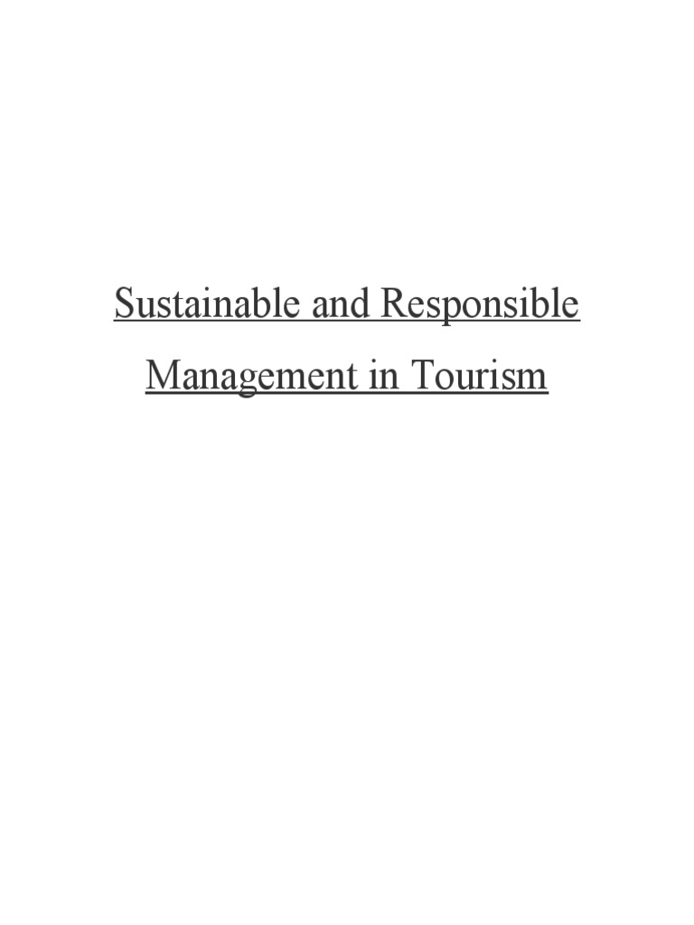 Sustainable and Responsible Management in Tourism | PDF ...