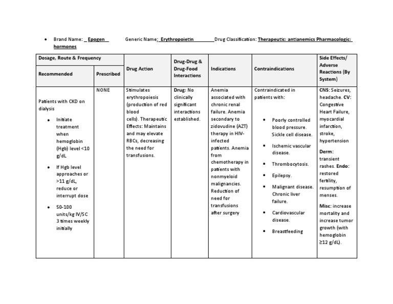 Epogen: Erythropoietin Overview | PDF | Anemia | Clinical Medicine