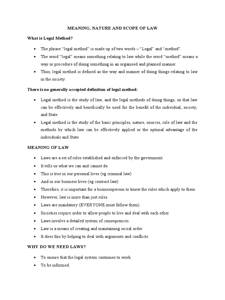 Meaning and Nature of Law PDF Jurisprudence Constitution