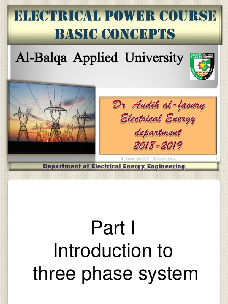 Electrical Power Course Basic Concepts AlBalqa Applied University Download Free PDF Power