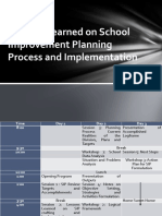 Lessons Learned On School Improvement Planning Process