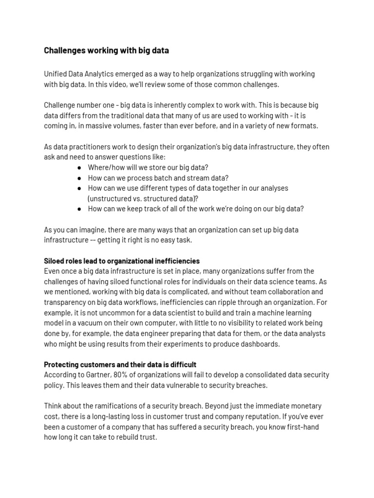 Transcript - Challenges Working With Big Data | PDF | Big Data | Analytics