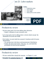 Outline: Productivity Review Labor Demand Labor Supply Market Power in Labor Markets
