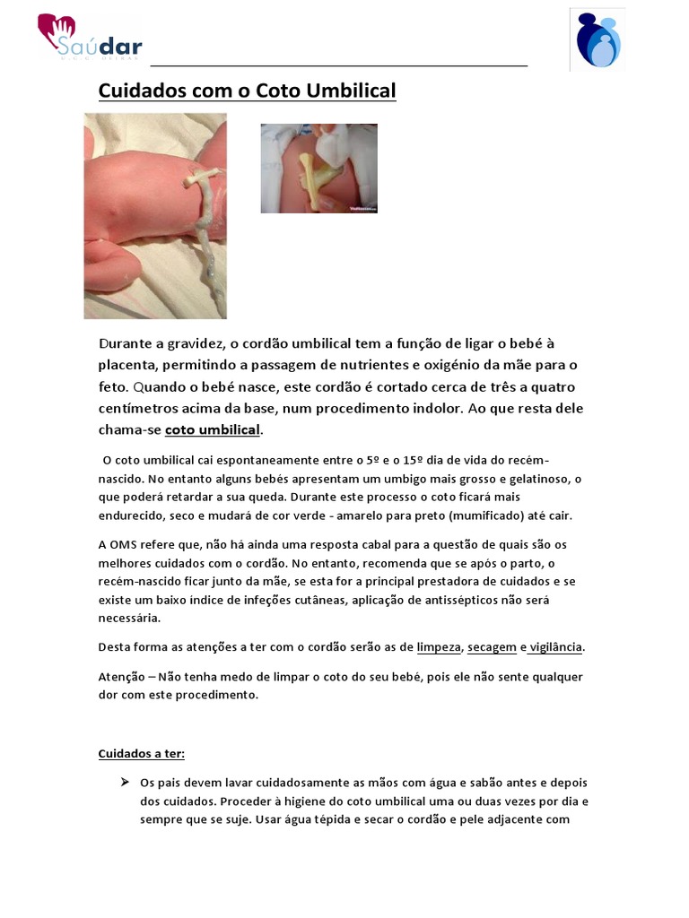 Cuidados Com o Coto Umbilical 1 | PDF | Gravidez | Especialidades médicas