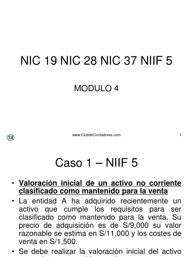 Valoración de Activos según NIIF 5 | PDF | normas internacionales de ...