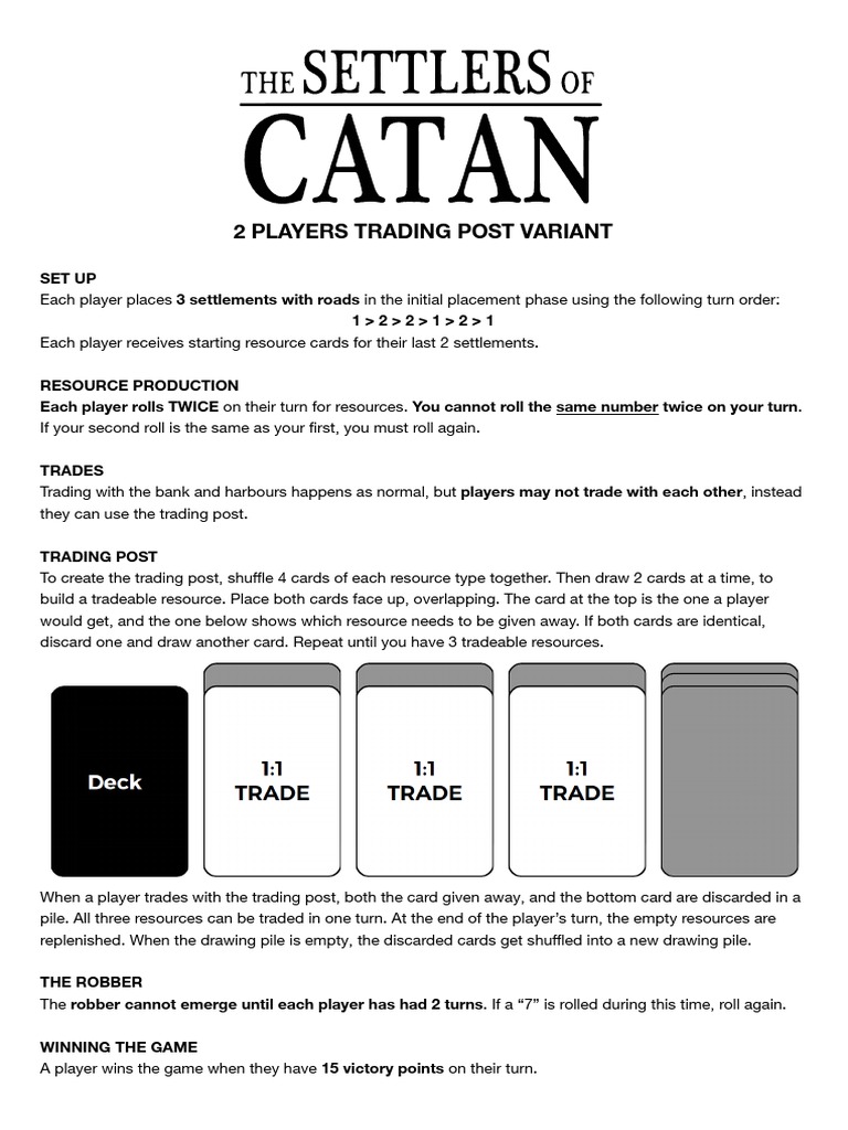 Catan 2 Players Rules PDF