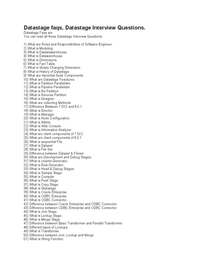 Datastage faqs datastage interview questions pdf data warehouse