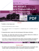 CVE 415 Introduction To Transportation and Highway Engineering