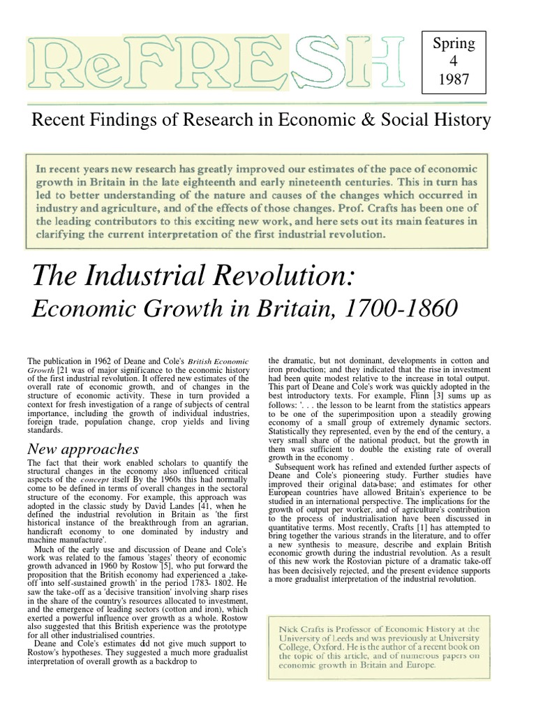 The Industrial Revolution Economic Growth in Britain, 17001860 PDF