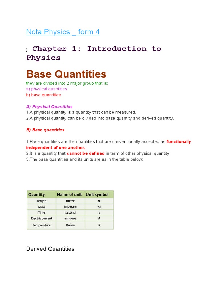 Understanding Base Quantities in Physics | PDF | Teaching Methods ...