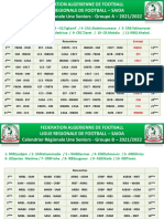 Calendrier Régionale Une Groupes A & B Saison 2021-2022