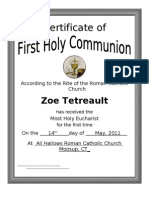 Certificate of First Holy Communion 2