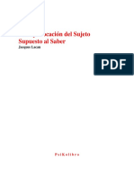 Lacan La Equivocacion Del Sujeto Supuesto Al Saber 1967