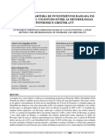 Análise de carteiras de valor no Brasil com base nas metodologias de Piotroski e Greenblatt