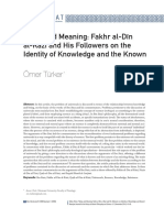 Being and Meaning - Fakhr Al-Dın Al-Razı and His Followers On The Identity of Knowledge and The Known-OTurker