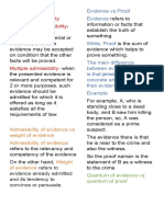 Kinds of Admissibility Conditional Admissibility: Evidence Vs Proof Evidence
