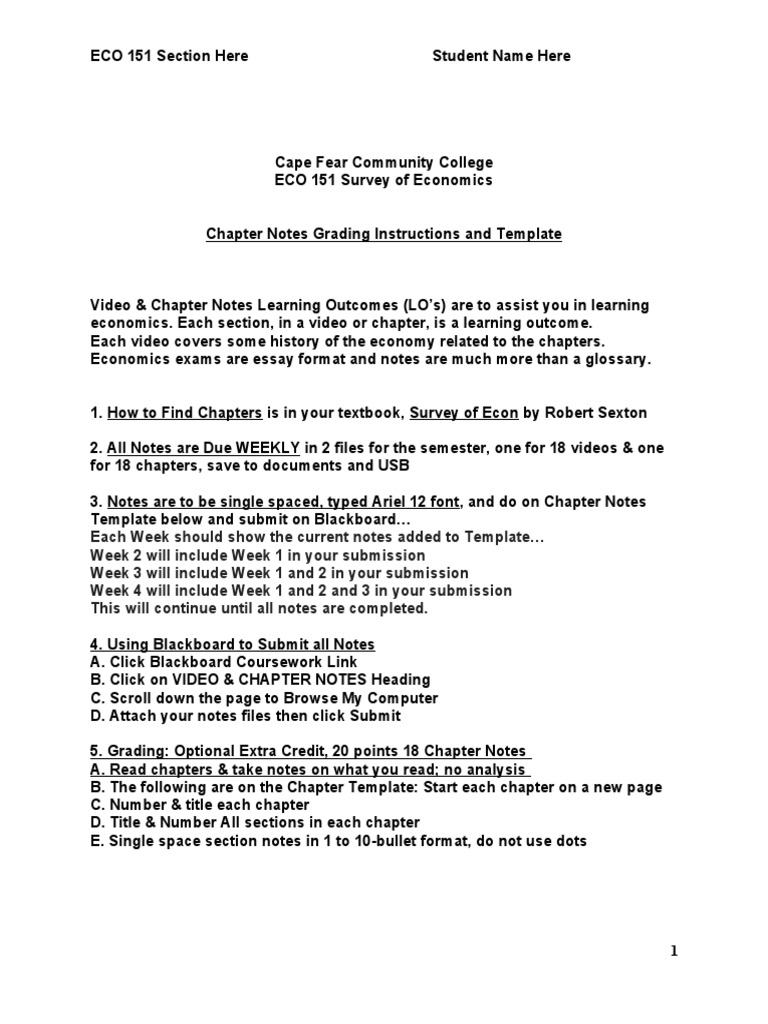 ECO 151 Chapter Notes Template | PDF | Monopoly | Supply And Demand