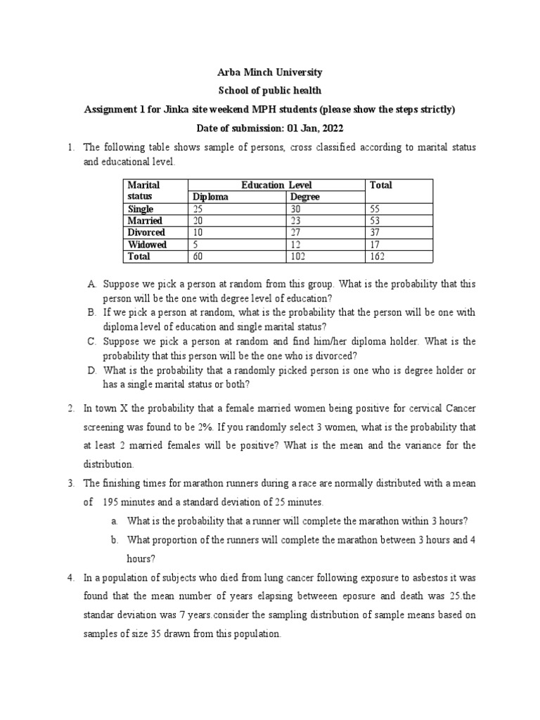 Probability and Statistics Assignment Guide | PDF | Standard Deviation ...