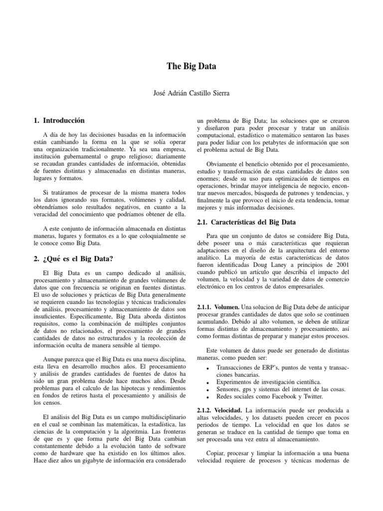 Características del Big Data | PDF | Bases de datos | Base de datos ...
