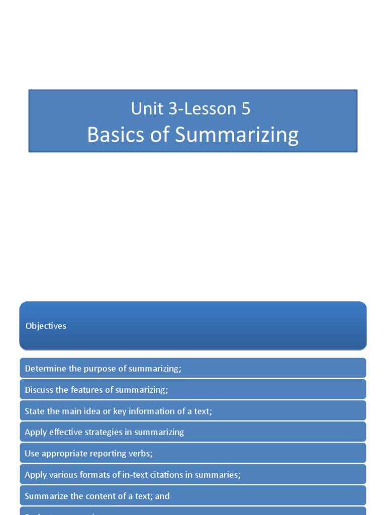 Basics of Summarizing Skills | PDF | Syntax | Cognitive Science