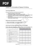 Lesson 2.1 Principles of Speech Writing