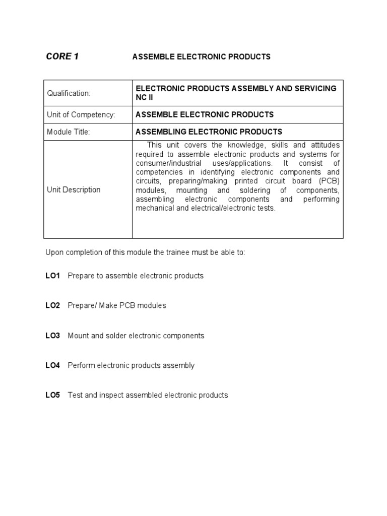 Electronic Products Assembly Module | PDF | Printed Circuit Board ...