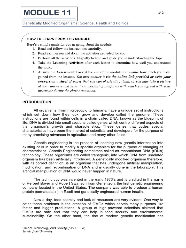 Module11. Genetically Modified-Organisms Science Health and Politics ...